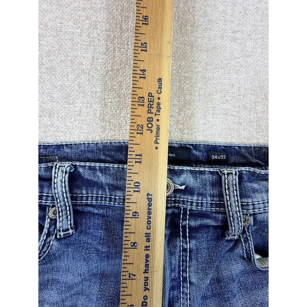 BKE Men's Blue 34x32 Jake Straight Leg Denim Jeans Western Casual Classic Pants
